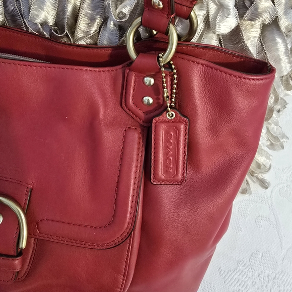 Coach Red Leather Tote Bag - Picture 2 of 10